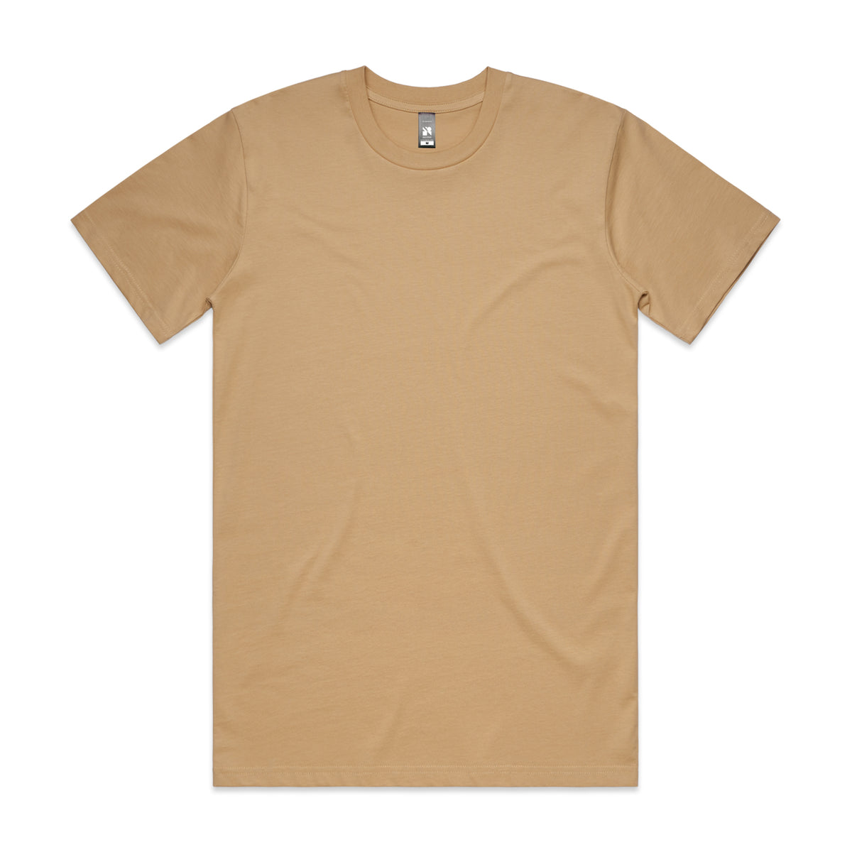 Classic heavyweight tan cotton t-shirt with crew neck and short sleeves perfect for work uniforms and workwear