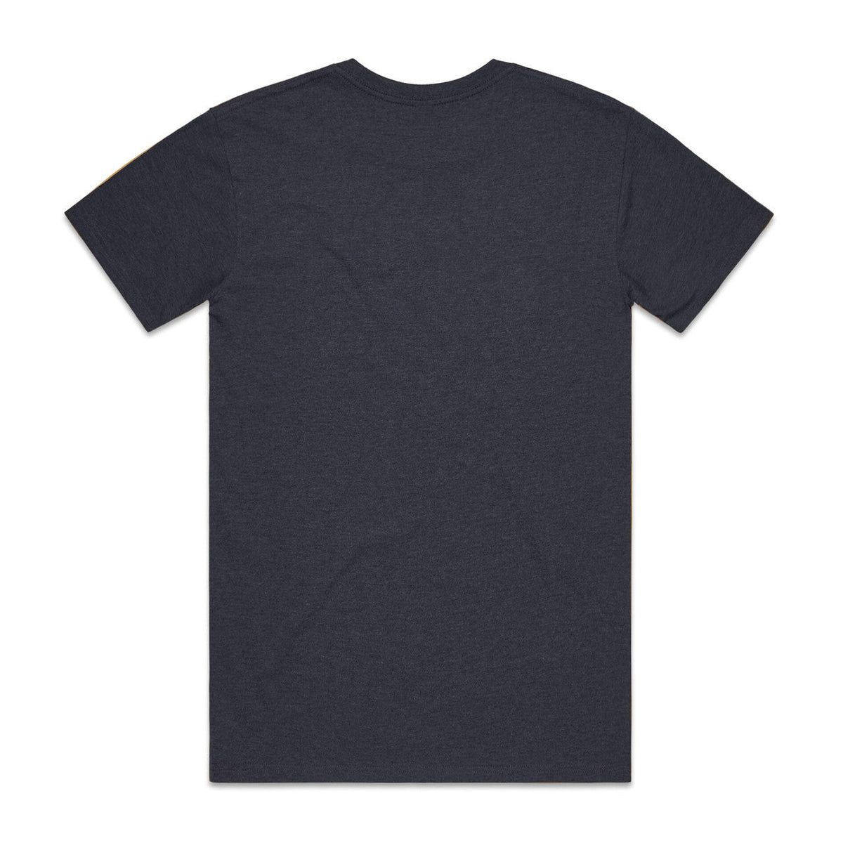 Navy blue crew neck t-shirt with short sleeves and a simple design.