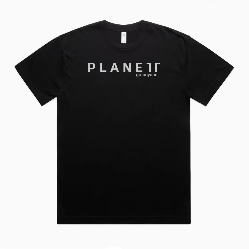 Kik Oversize Tee with planet go beyond print, mens street tees wide neck ribbing