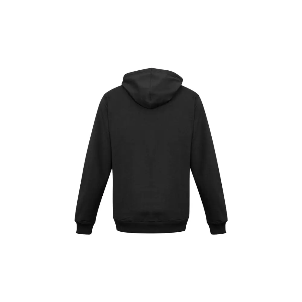 Black hooded sweatshirt.