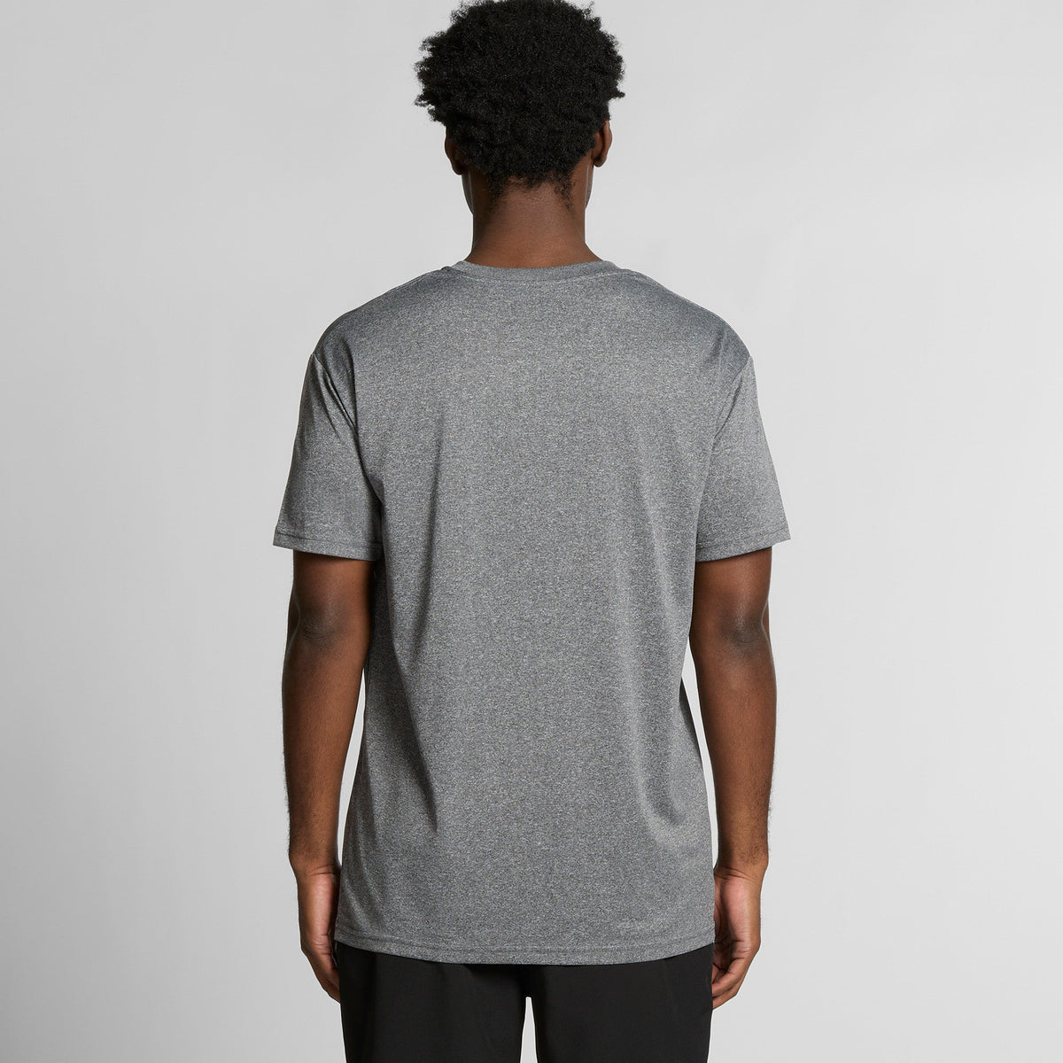 Gray speckled athletic t-shirt with a nike swoosh logo on the back.