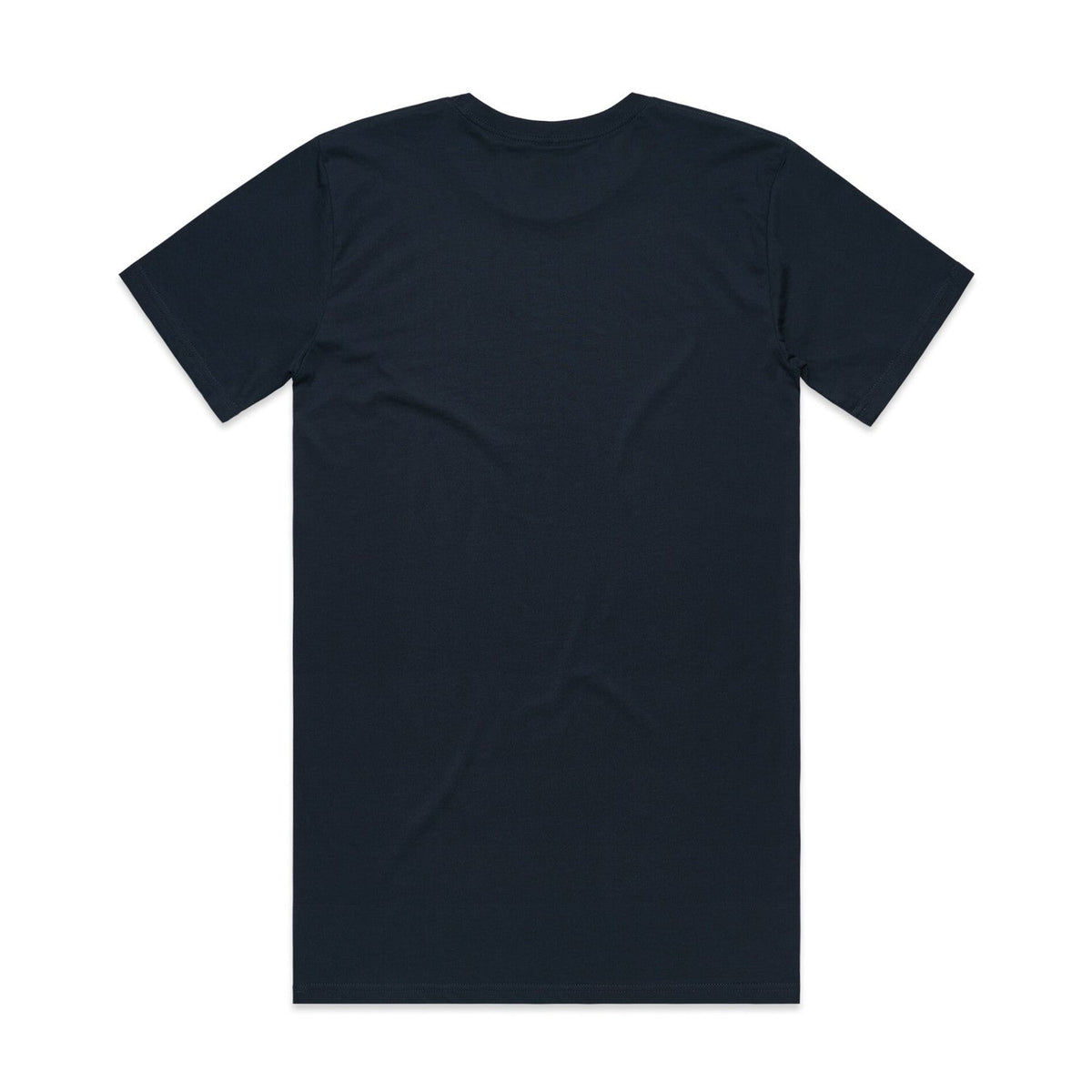 Navy blue v-neck t-shirt with short sleeves and a relaxed fit.