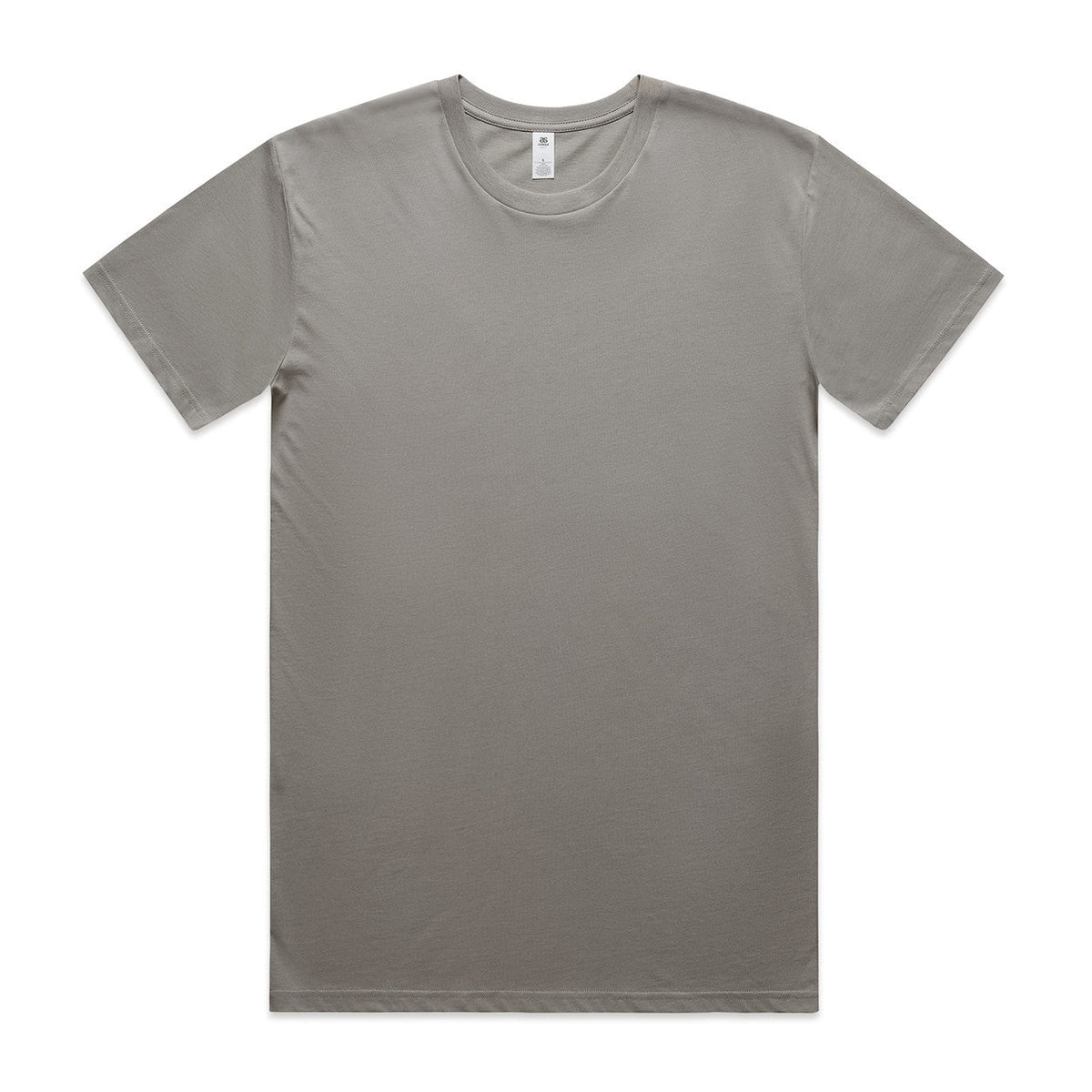 Charcoal gray crew neck t-shirt with short sleeves and a relaxed fit.