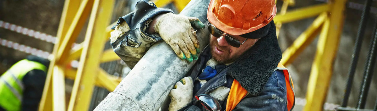 Construction worker with pipe wearing outdoor sun hats from PPE Sun Hats collection