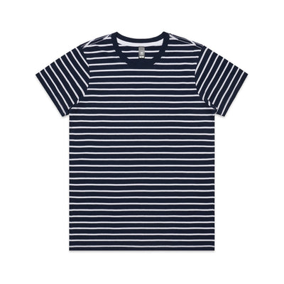 Wo's Maple Stripe Tee 4037 - Navy/White