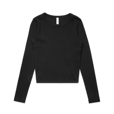 Wo's Organic Rib L/S Tee 4096 - Black