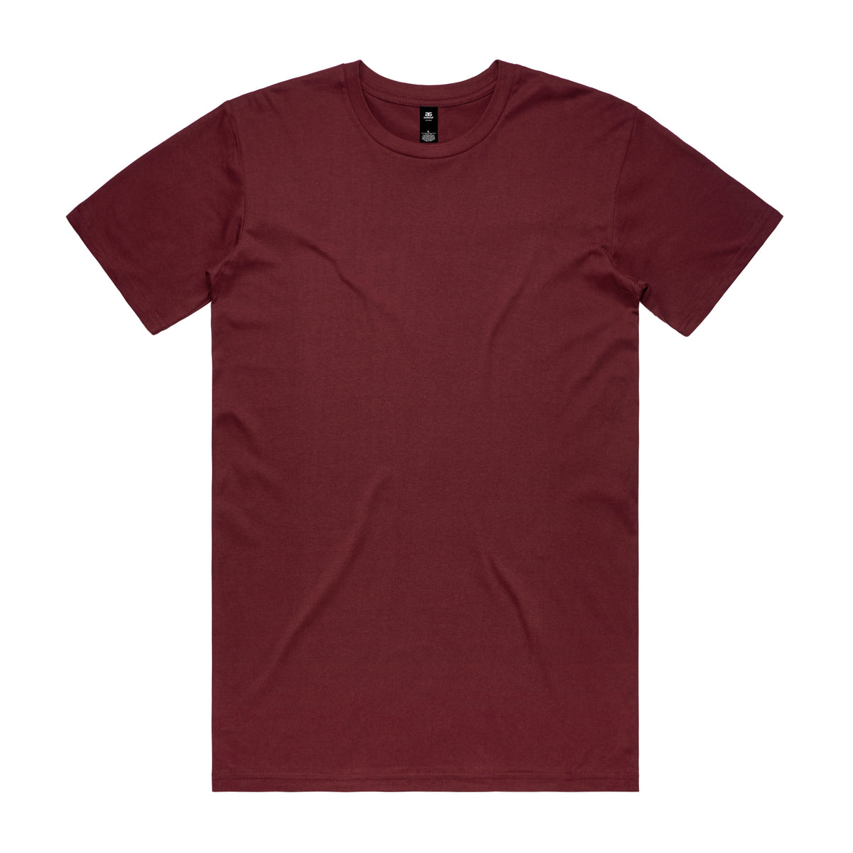 Maroon short-sleeved crew neck planett staple tee made of soft cotton perfect for uniforms and workwear