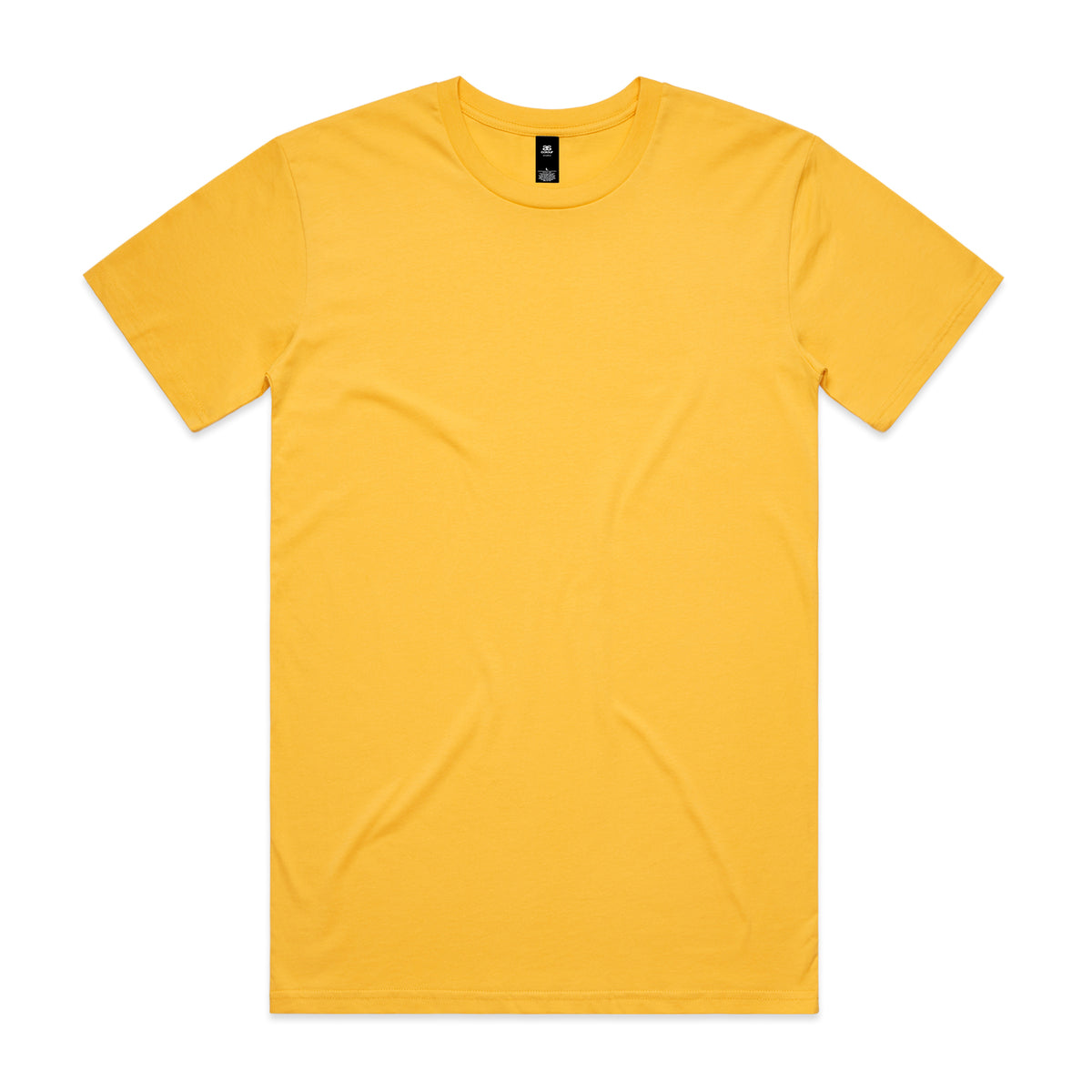 Planett staple tee plain yellow short-sleeved crew neck t-shirt with subtle wrinkles ideal for work uniforms and workwear