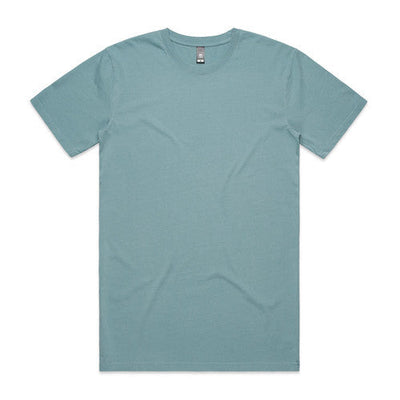 Teal crew neck t-shirt with short sleeves and a relaxed fit.
