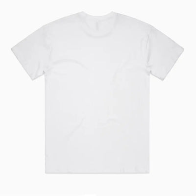 Kik oversize tee: white cotton with subtle textured front, wide neck ribbing