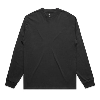 Black long-sleeved t-shirt with ribbed cuffs and hem, likely made of cotton.
