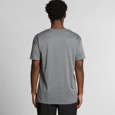 Gray speckled athletic t-shirt with a nike swoosh logo on the back.