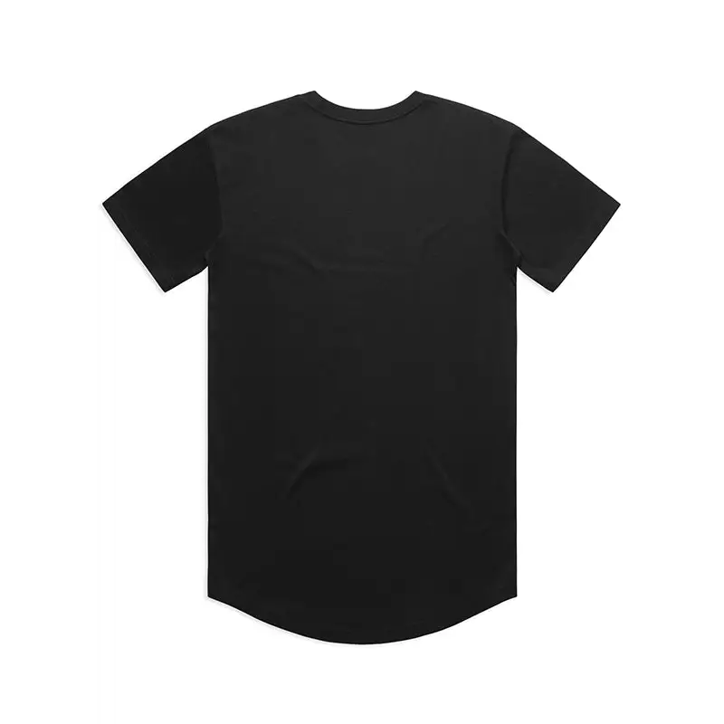 Black short-sleeved t-shirt.