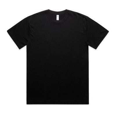 Black v-neck t-shirt with short sleeves and a ribbed neckline.