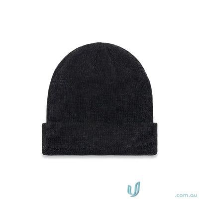 Dark grey knit beanie with cuffed hem and longer body from Premium Wool Acrylic Blend collection