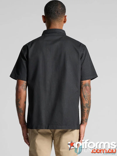 Black short-sleeved Printers Shirt by [Manufacturer Name], perfect for quality workwear