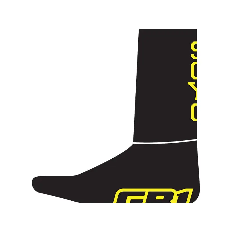 Black sock with yellow accents.