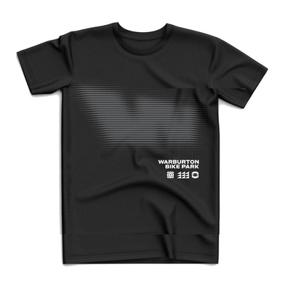 Black t-shirt with graphic design.