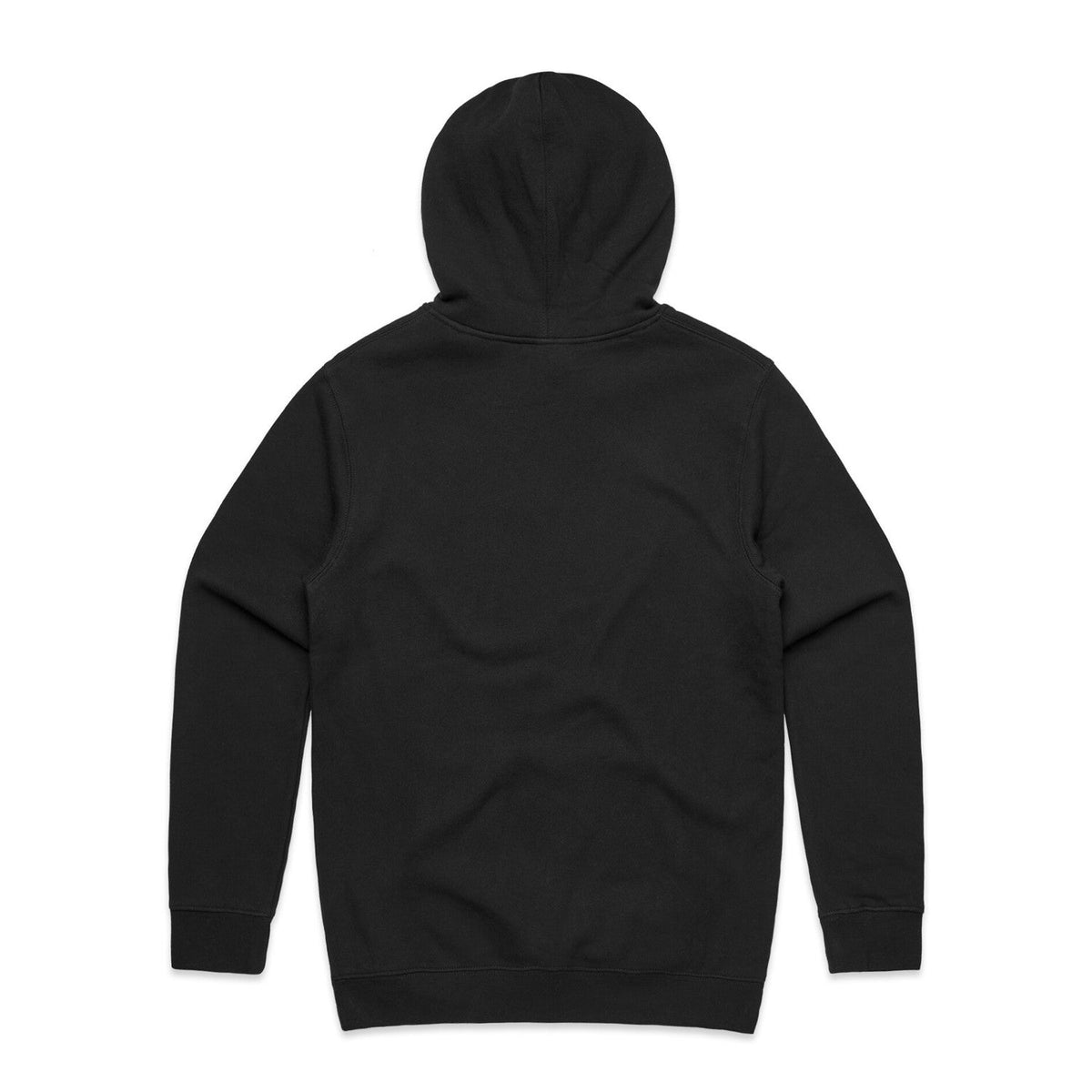Black hooded sweatshirt.